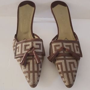 Givenchy Monogram Logo Tassel Mules Size 6.5